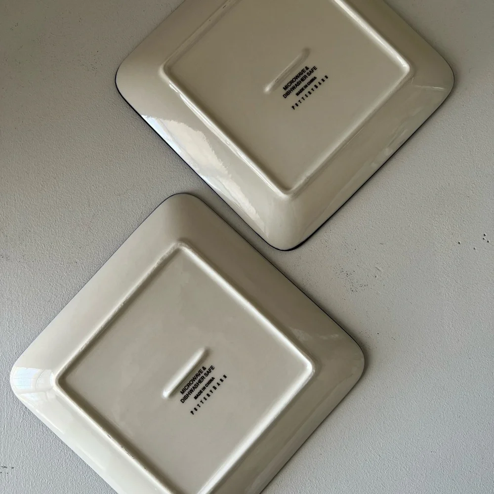 Pottery Barn Baja Appetizer Plate Set of 2 |Handpainted Blue on White